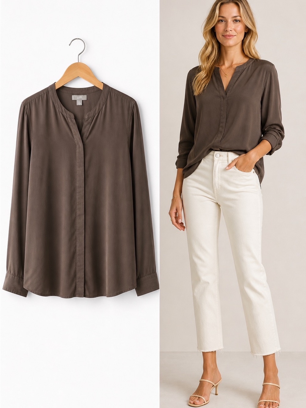 Silk Blouse Medium J Jill Brown